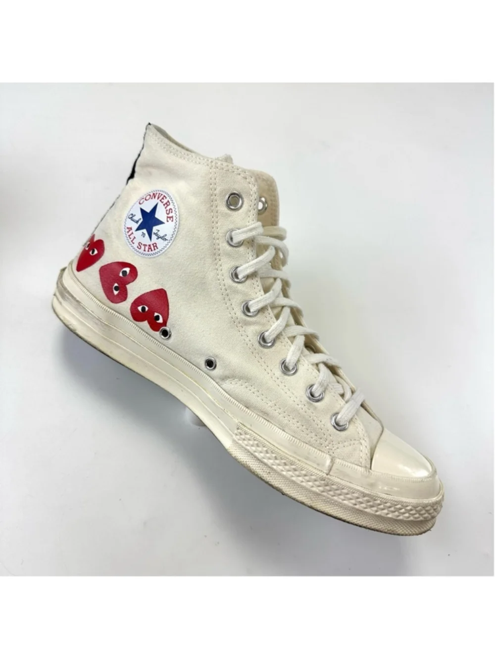 COMME DE garçon Converse Chuck Taylor hi-top Sneakers Mens Multi Hearts Size 10 - Picture 9 of 15